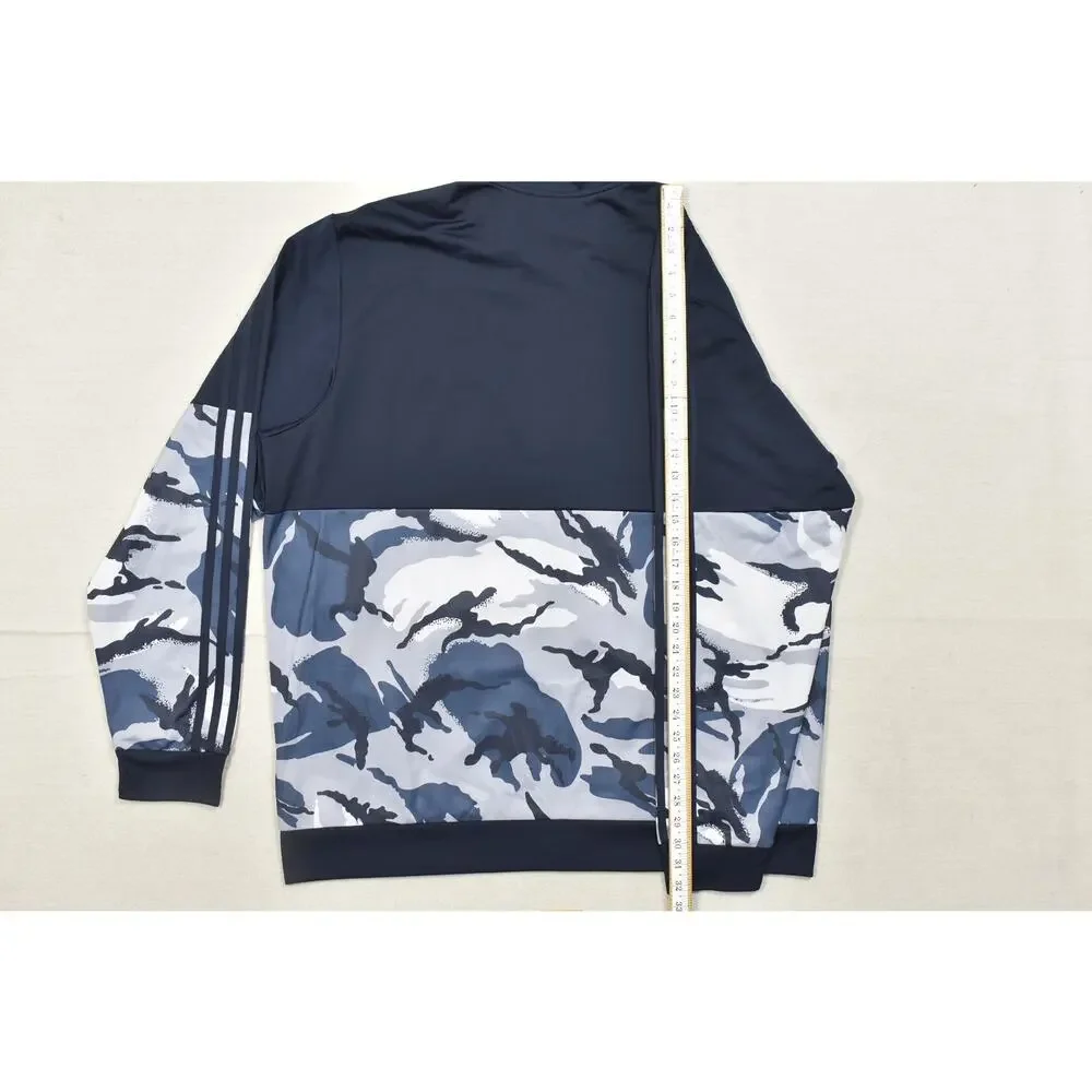 Adidas Mens 2XL Track Jacket Full Zip Blue Camo Colorblock Recycled Polyester Ma